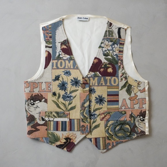 Jerry Leigh Other - Vintage Jerry Leigh Looney Tunes Tapestry Vest Medium Mens Taz Tomato 90s